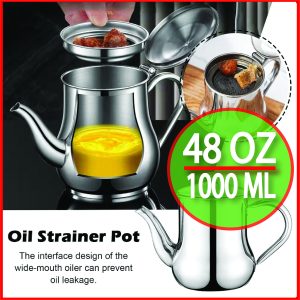 Stainless Steel Strainer Oil Pot - 1000 ML