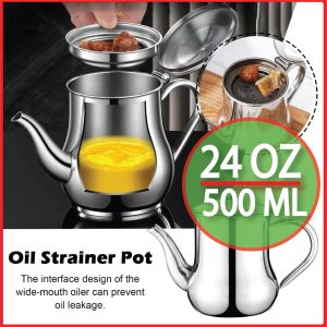 Stainless Steel Strainer Oil Pot - 500 ML